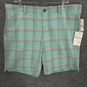 Tommy Bahama On Par Shorts Mens 38 Blue Caddie Plaid IslandZone Golf Performance